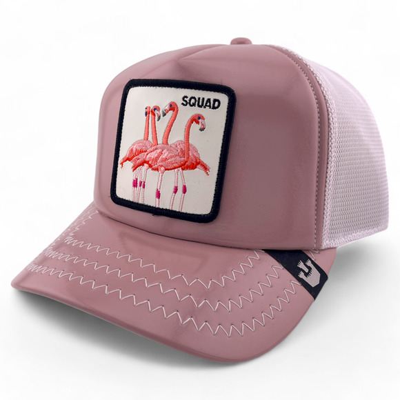 Goorin Bros Squad Flamingos Rock with You The Farm Pink Adjustable Trucker Hat - Picture 1 of 7